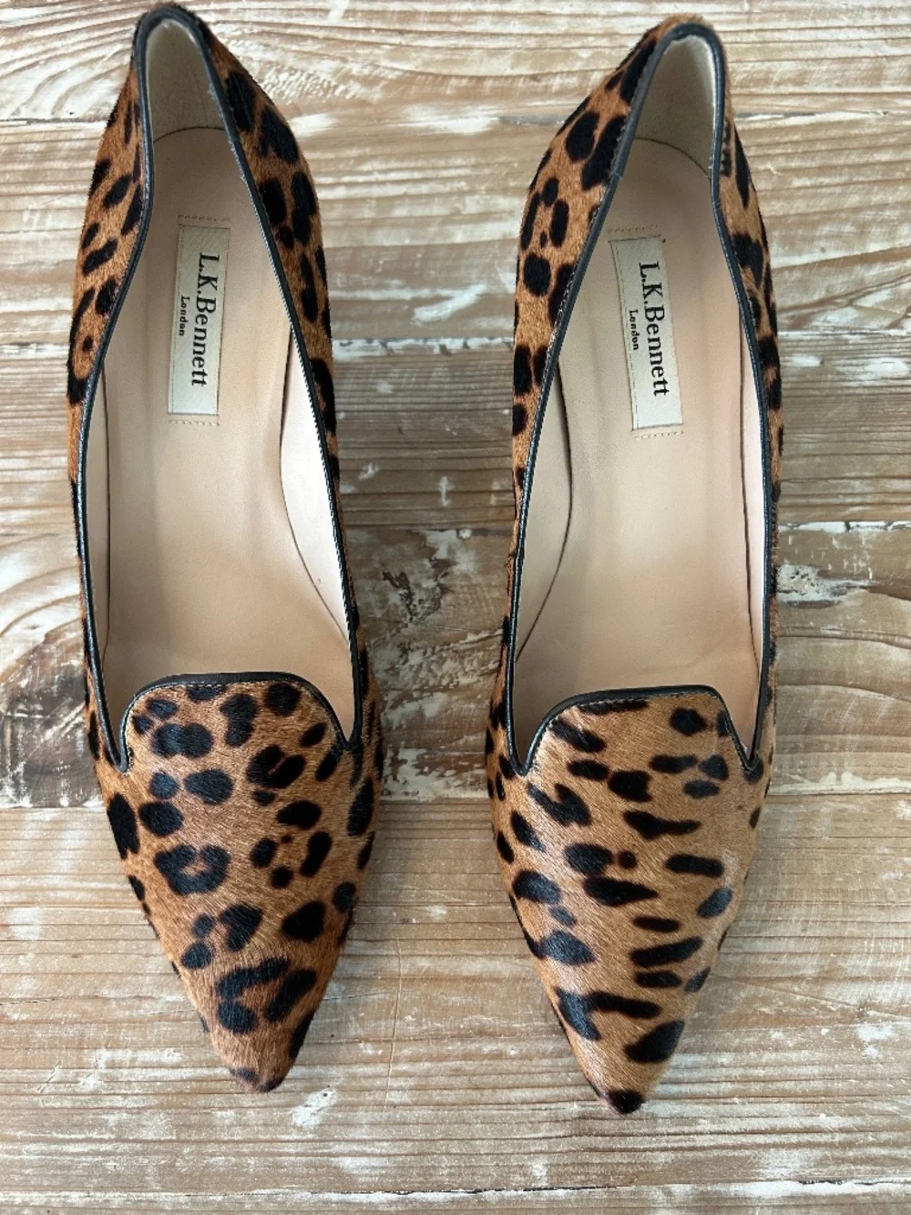L.K. Bennett London Marie Leopard Calf Hair Heels Sz 40 - EUC